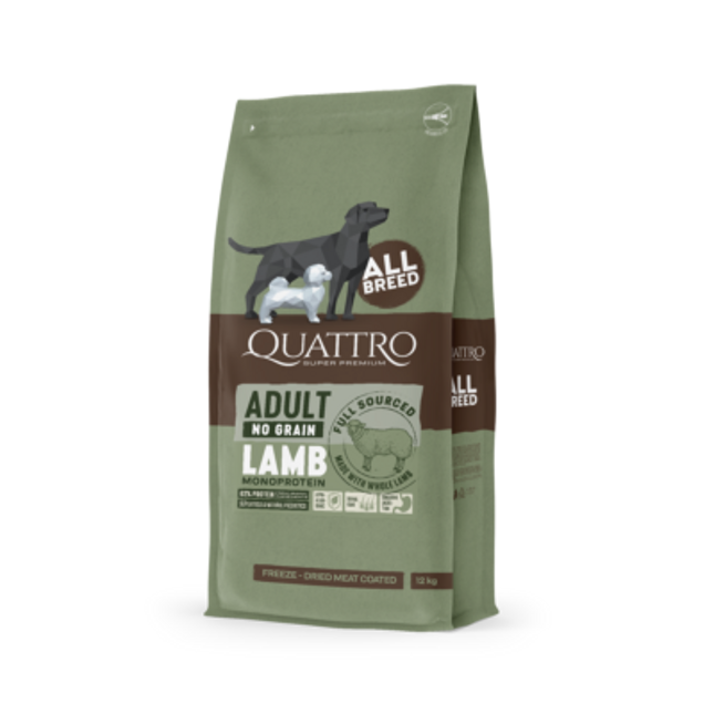 Quattro hundfoder Super Premium No Grain All Breed Adult, Lamb – 3 kg