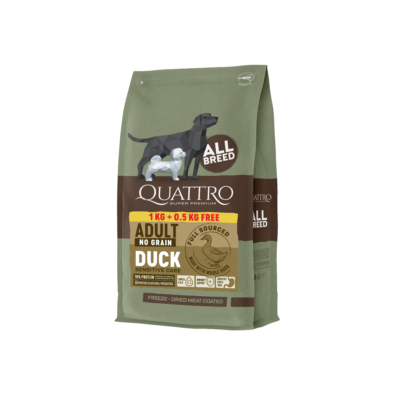 Quattro hundfoder All Breed No Grain Duck – 1,5 kg