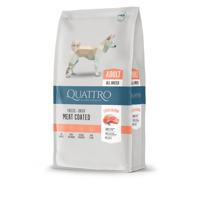 Quattro hundfoder Super Premium All Breed Adult, Extra Salmon – 3 kg