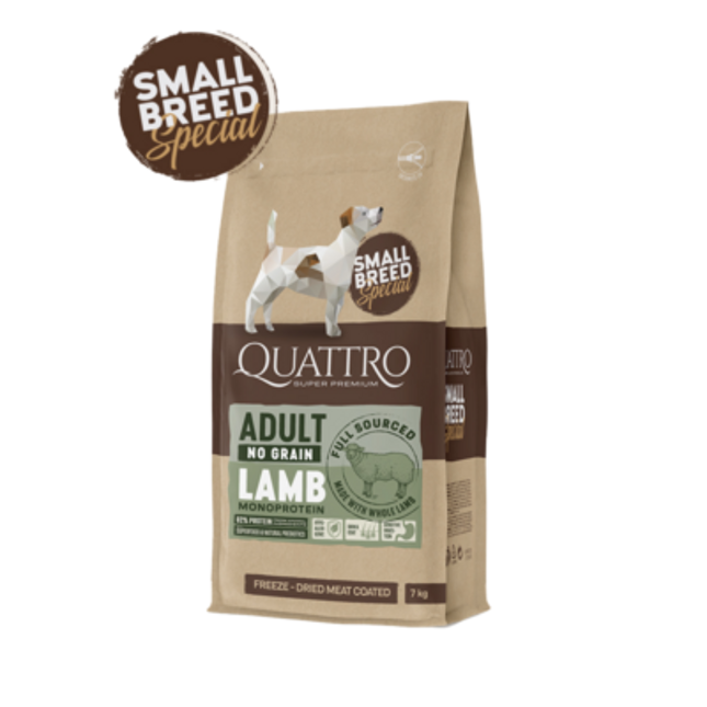 Quattro hundfoder Super Premium No Grain Small Breed Adult, Lamb – 1,5 kg