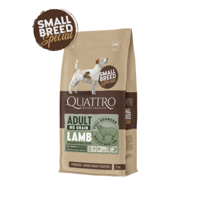 Quattro hundfoder Super Premium No Grain Small Breed Adult, Lamb – 1,5 kg