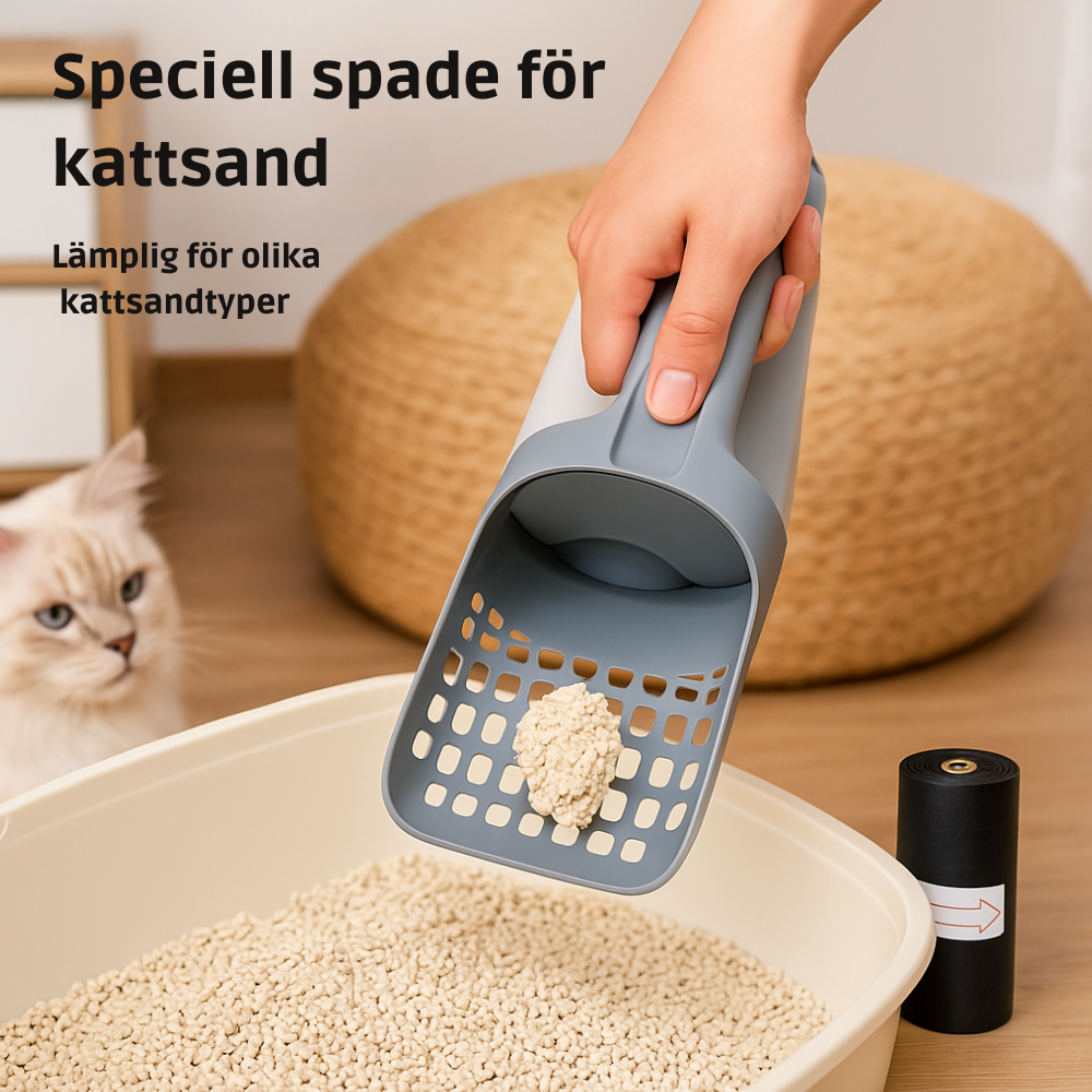 Kattlådespade Med Tillbehör 1x Rulle Med Avföringspåsar ingår