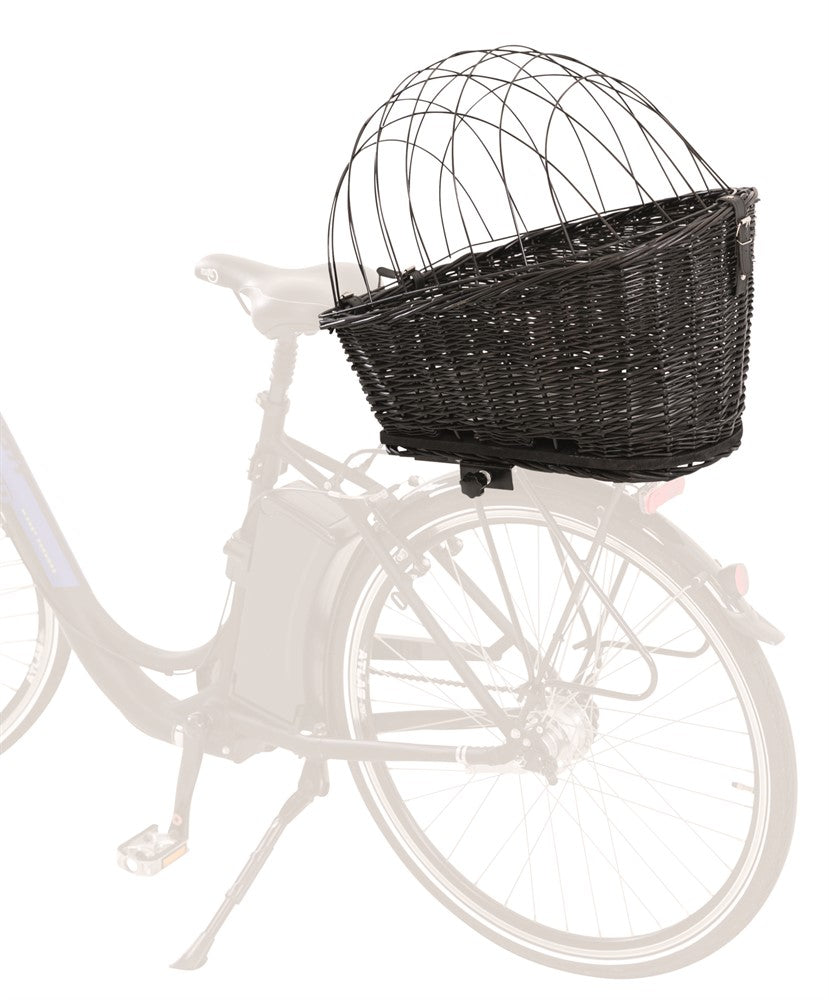 Cykelkorg för pakethållare, pil, 35xh49x55 cm fäste 10,5-14,5cm, svart