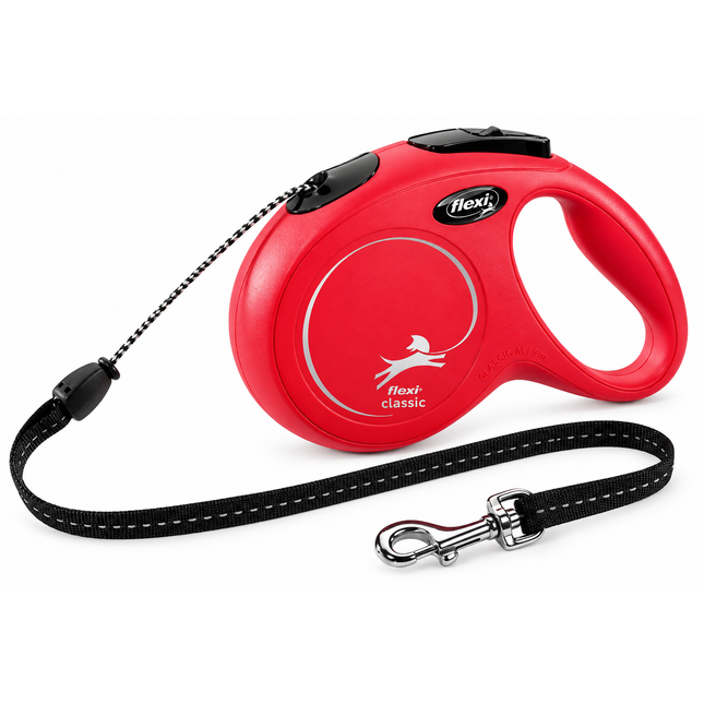 flexi New CLASSIC LONG rullkoppel – lina – M, 8 m, röd
