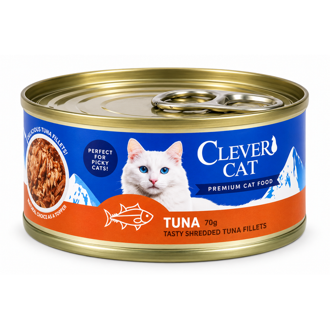 Clever Cat våtfoder med tonfisk – 12 × 70 g