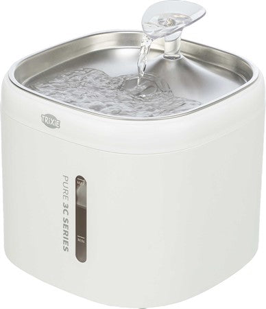 Aqua Pure fontän, plast/rostfritt stål, 2 l/18 × 14,7 × 18 cm, vit