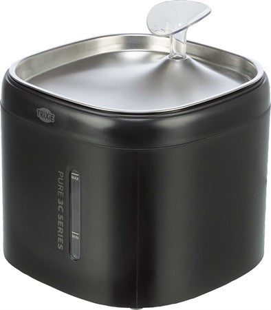 Aqua Pure fontän, plast/rostfritt stål, 2 l/18 × 14,7 × 18 cm, svart