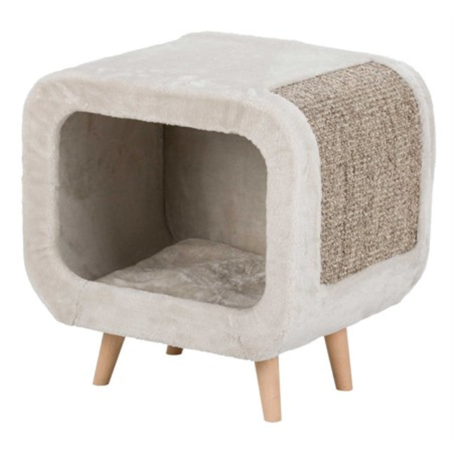 Trixie Klösmöbel Alicia med bokträben – 48 × 48 × 38 cm, Ljusgrå/grå