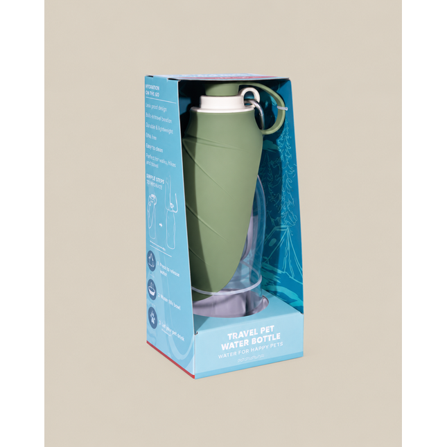 Active Canis vattenflaska med integrerad skål – 580 ml, Grön