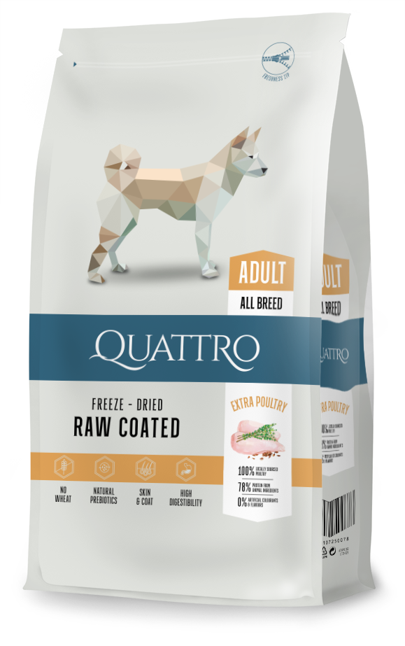 Quattro hundfoder Super Premium All Breed Adult, Extra Poultry – 12 kg
