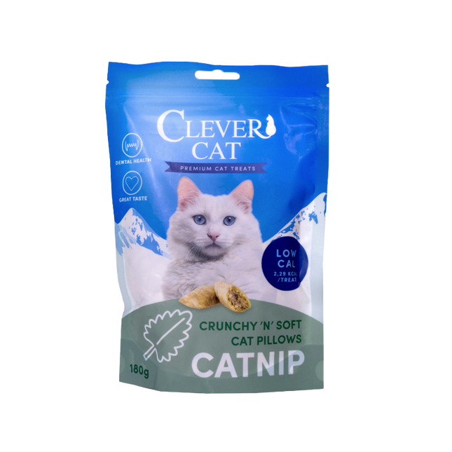 Clever Cat Pillows kattgodis med kattmynta – 12 × 180 g
