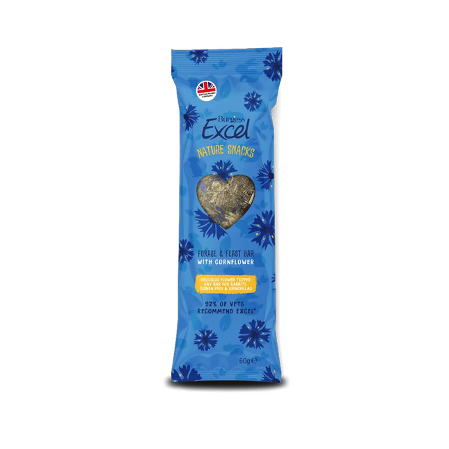 Burgess Excel Forage & Feast Bar Cornflower – 5 × 60 g