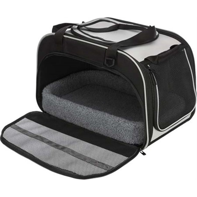 Trixie Transportväska Valery med bädd – 29 × 31 × 49 cm, max Under 9 kg, Svart/grå