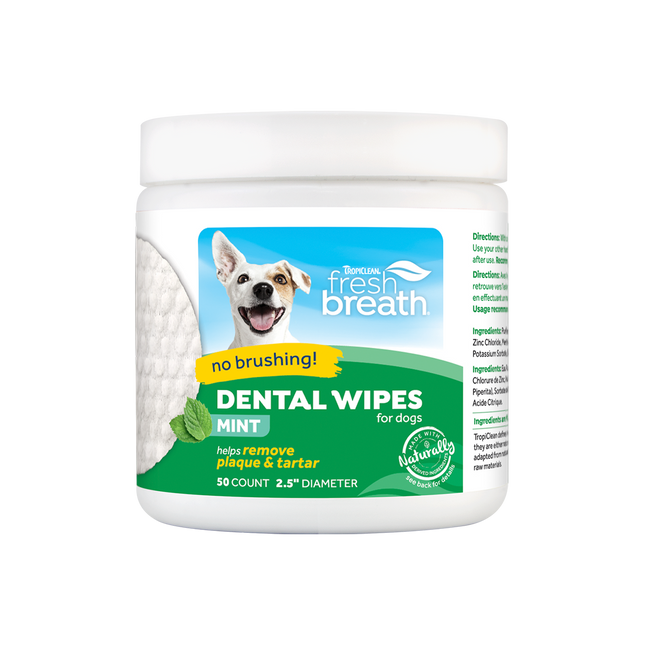 TropiClean Dental Wipes tandservetter för hund och katt